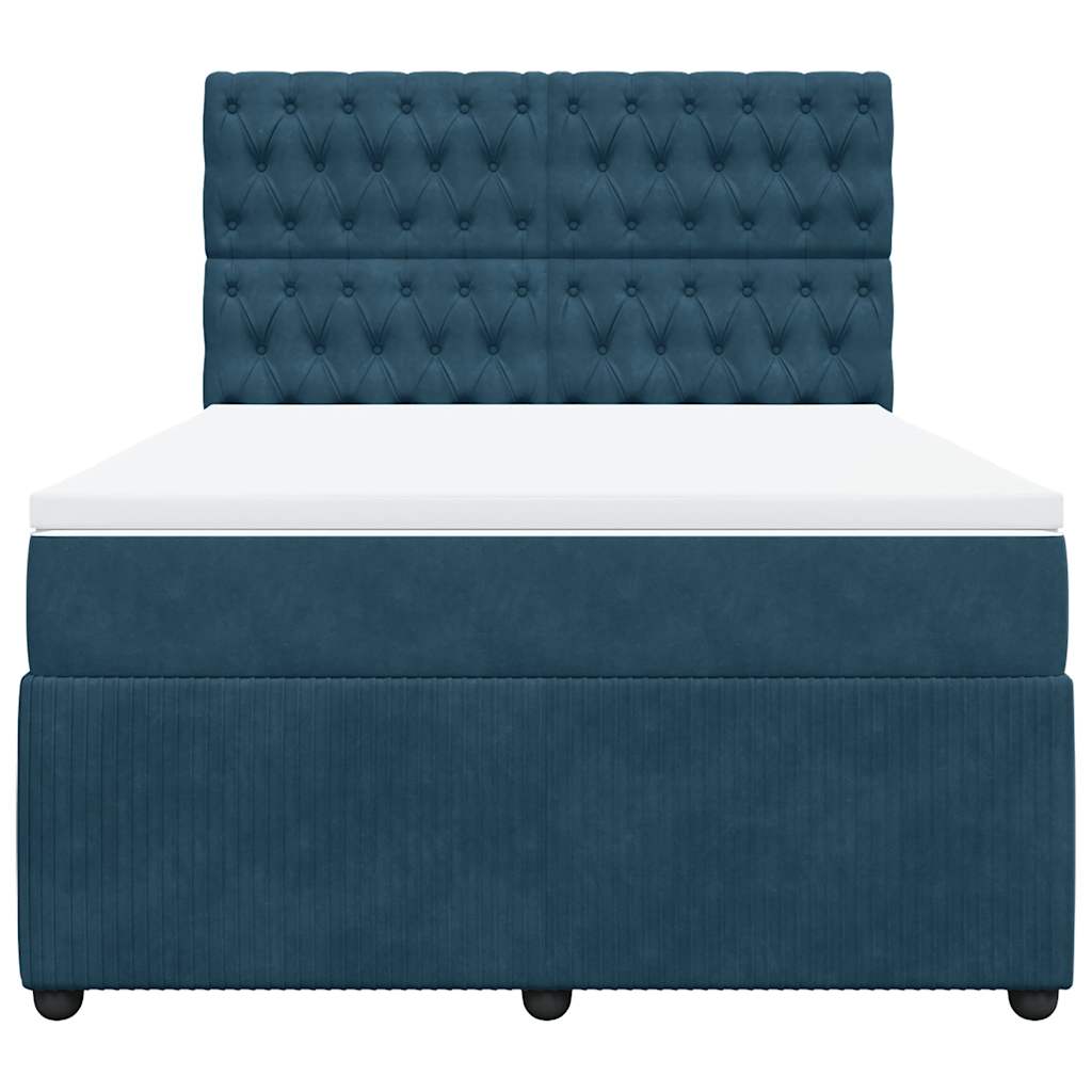 vidaXL Boxspring met matras fluweel donkerblauw 140x190 cm blauw, foto 4
