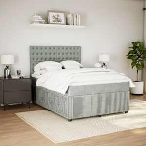 Box spring postel s matrací světle šedá 140x190 cm samet - obrázek 3