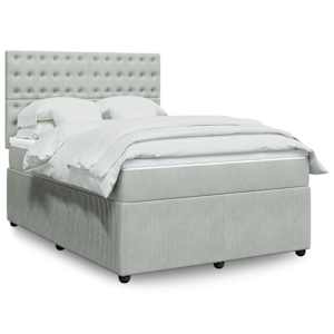 Box spring postel s matrací světle šedá 140x190 cm samet - obrázek 1