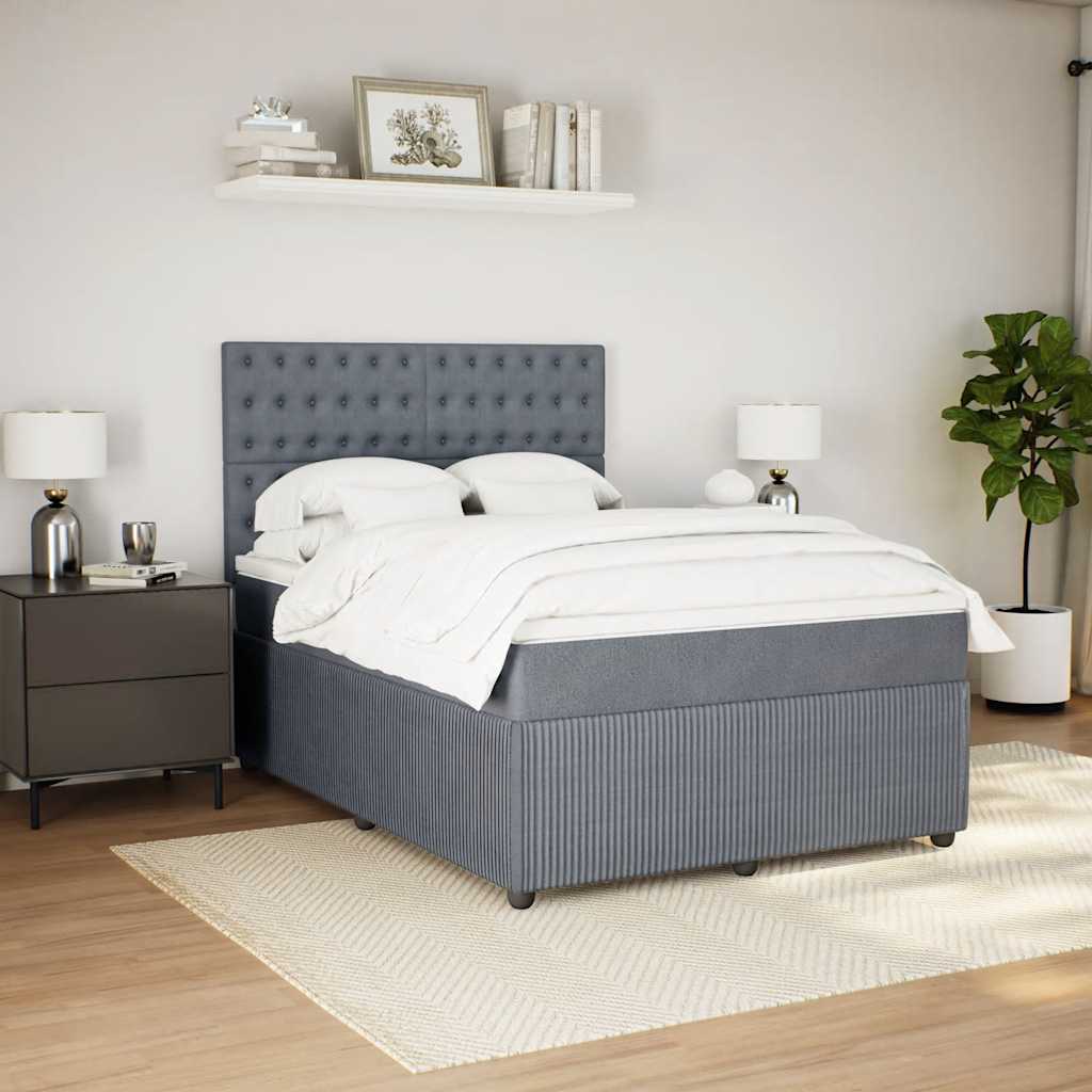 vidaXL Boxspring met matras fluweel donkergrijs 140x190 cm afbeelding