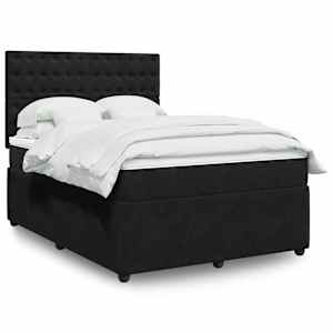 Box spring posteljni z vzmetnico črn 140x190 cm žamet