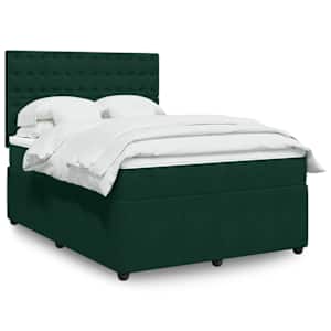 Box spring postel s matrací tmavě zelená 140x190 cm samet - obrázek 1