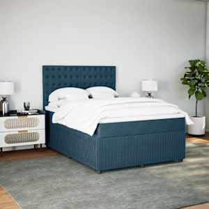 Box spring postel s matrací tmavě modrá 140x190 cm samet - obrázek 3