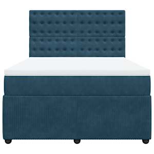 Box spring postel s matrací tmavě modrá 140x190 cm samet - obrázek 4