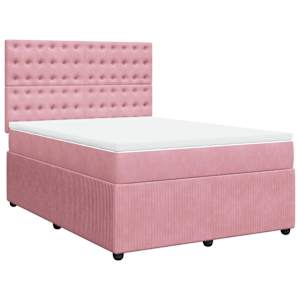 Box spring postel s matrací růžová 140x190 cm samet - obrázek 2