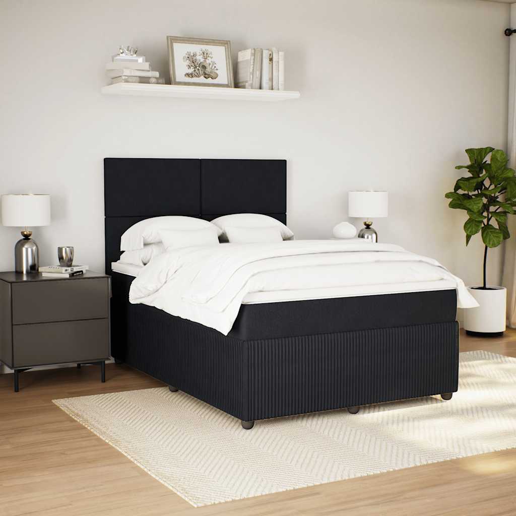 vidaXL Boxspring met matras fluweel zwart 140x200 cm afbeelding