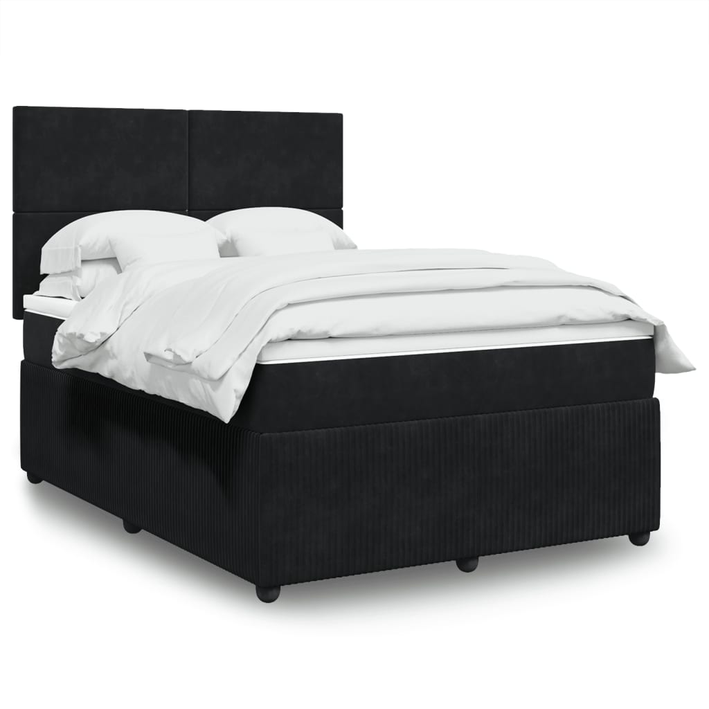 Boxspringbett mit Matratze Schwarz 140×200 cm Samt