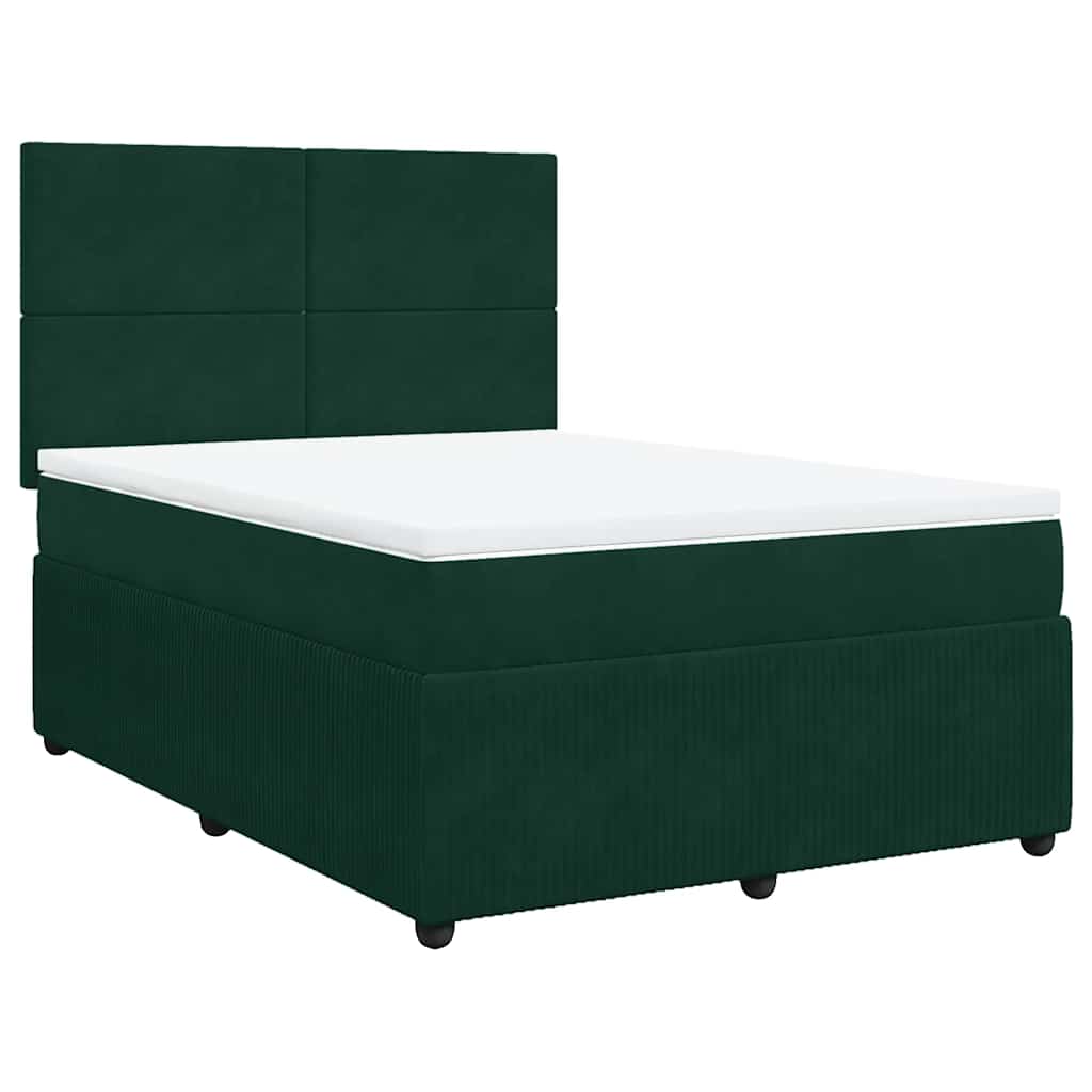 vidaXL Boxspring met matras fluweel donkergroen 140x200 cm groen, foto 3