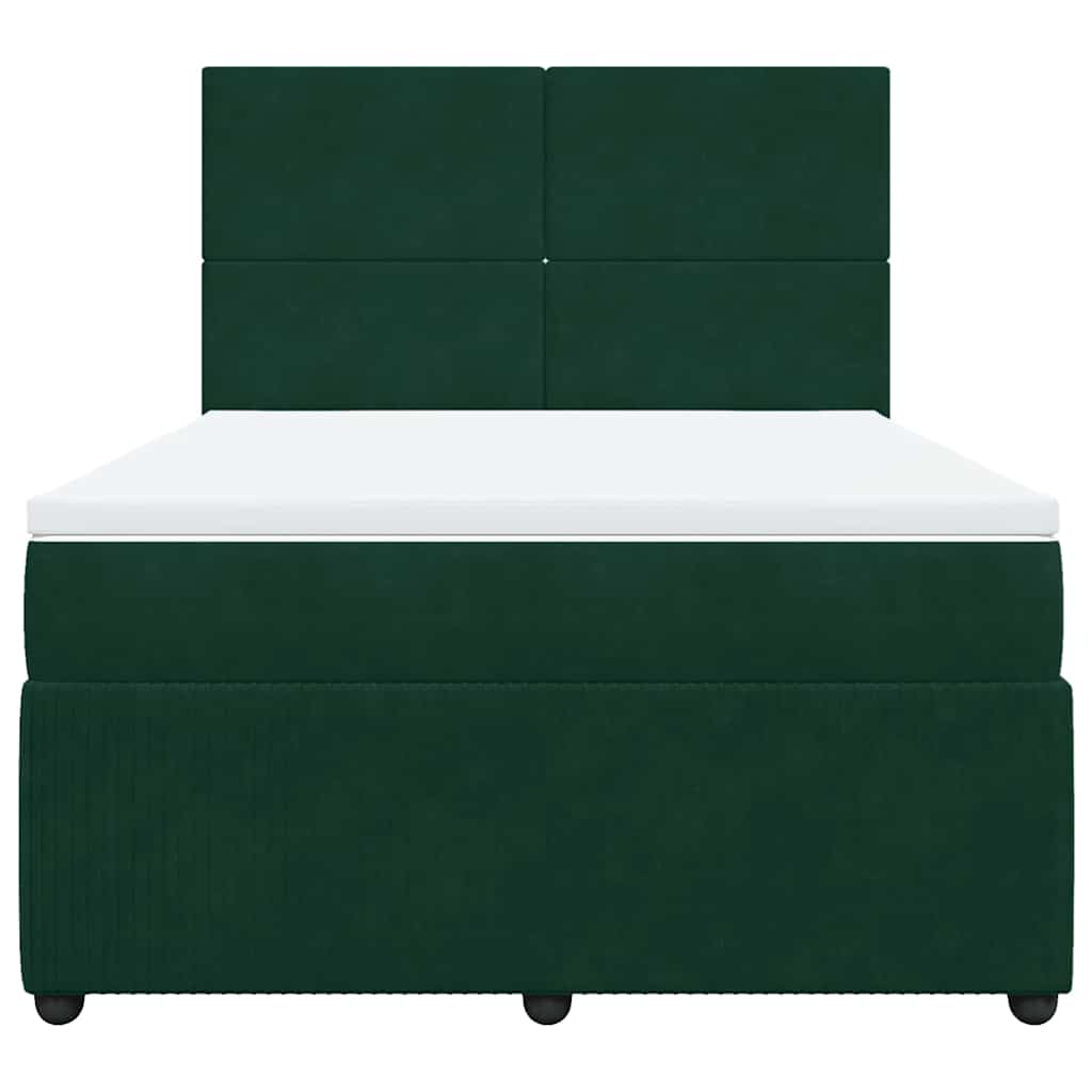 vidaXL Boxspring met matras fluweel donkergroen 140x200 cm groen, foto 4