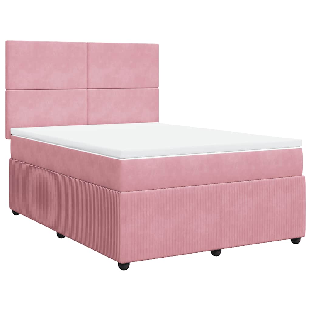 vidaXL Box spring postel s matrací růžová 140x200 cm samet