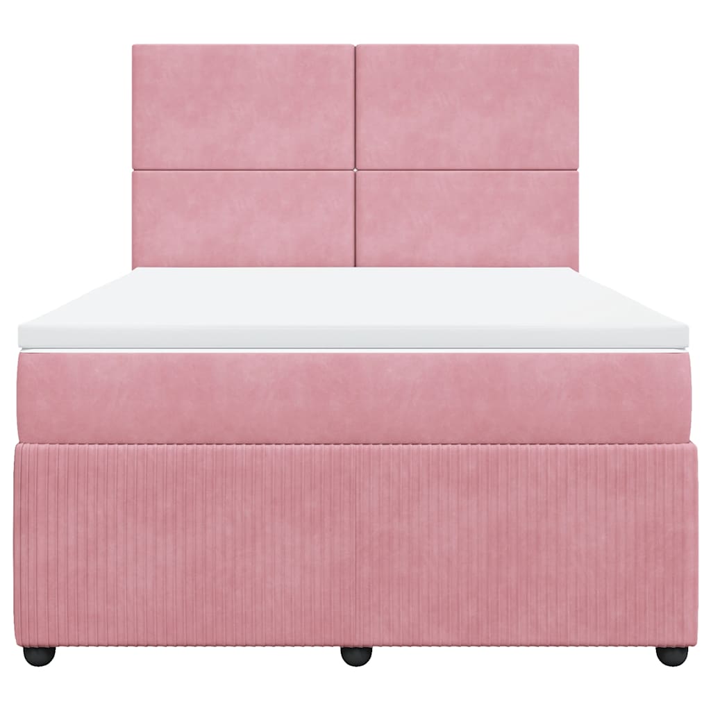 vidaXL Boxspring met matras fluweel roze 140x200 cm, foto 4
