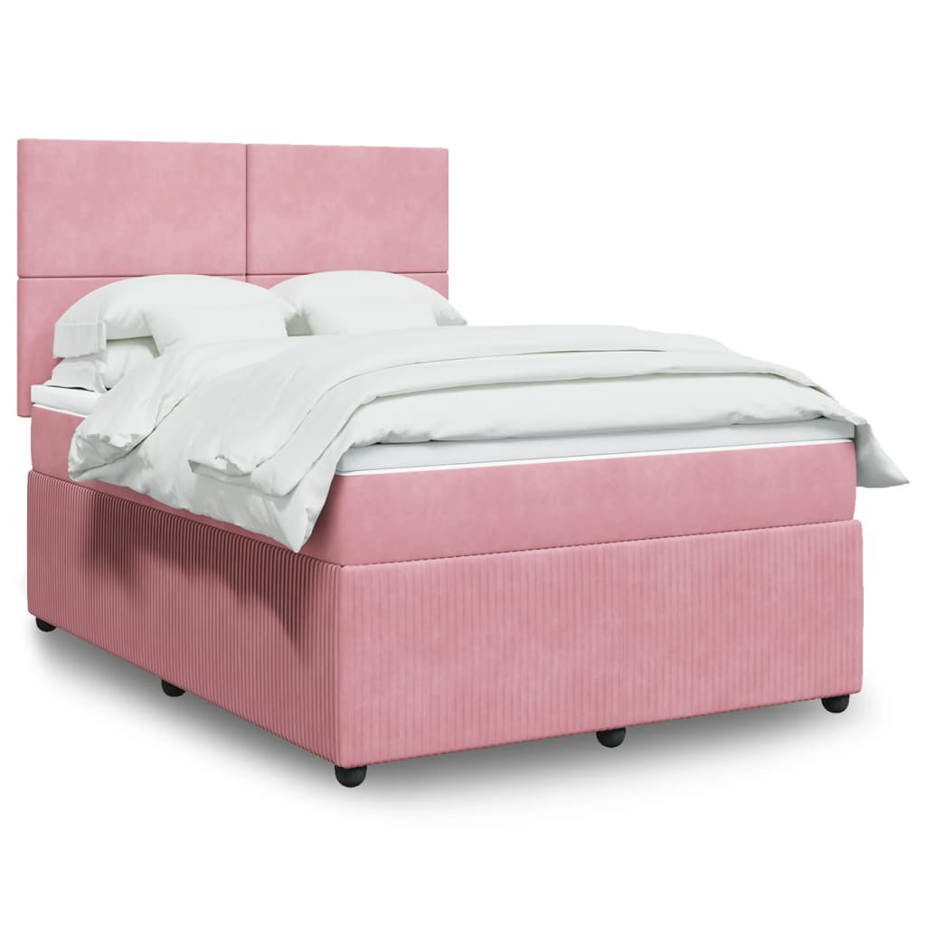 Boxspringbett mit Matratze Rosa 140×200 cm Samt