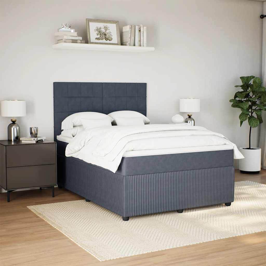 vidaXL Boxspring met matras fluweel donkergrijs 140x200 cm afbeelding