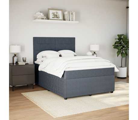 vidaXL H&oacute;lfa&eth; Springr&uacute;m me&eth; D&yacute;nu D&ouml;kkgr&aacute;tt 140x200 cm Flauel