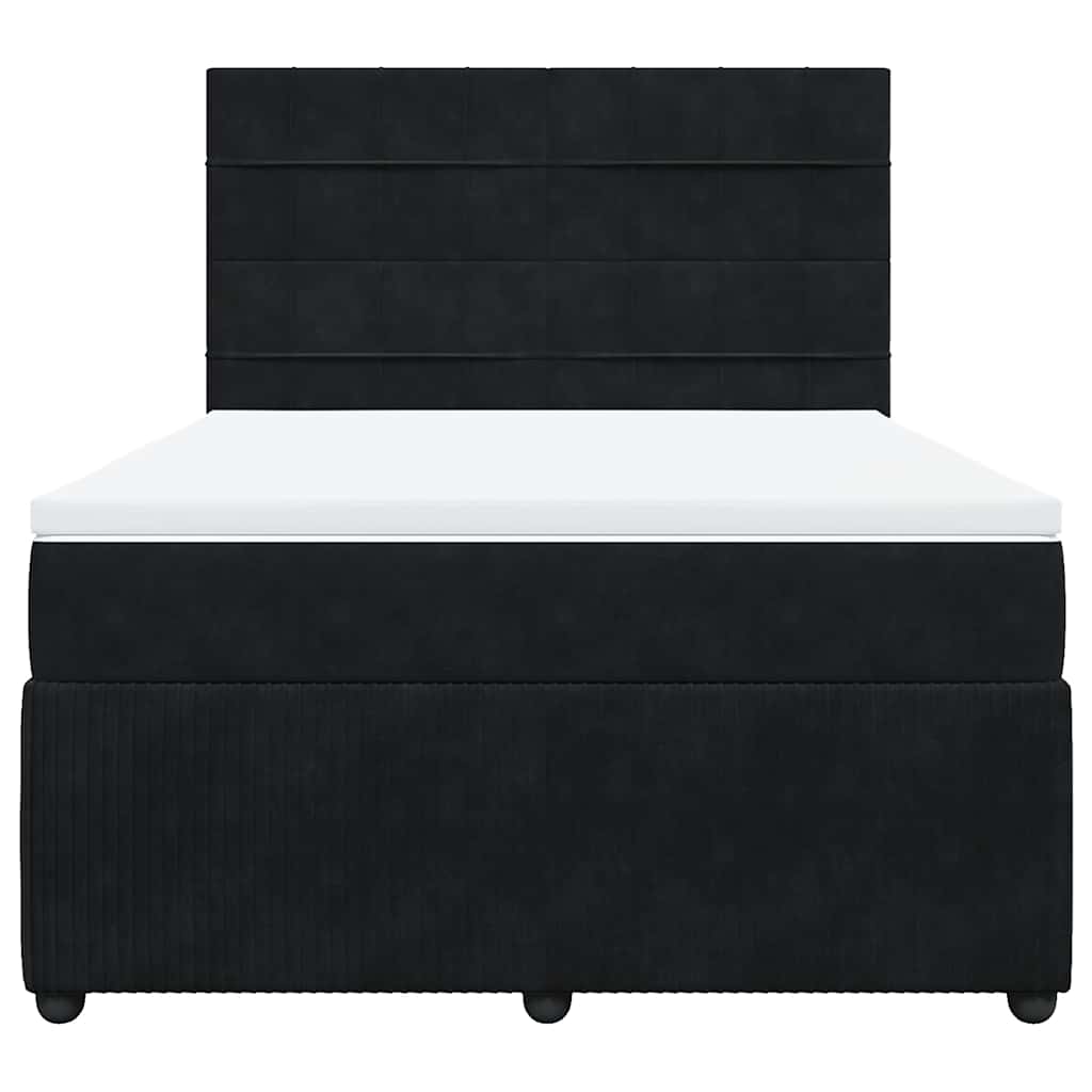 vidaXL Boxspring met matras fluweel zwart 140x200 cm, foto 4