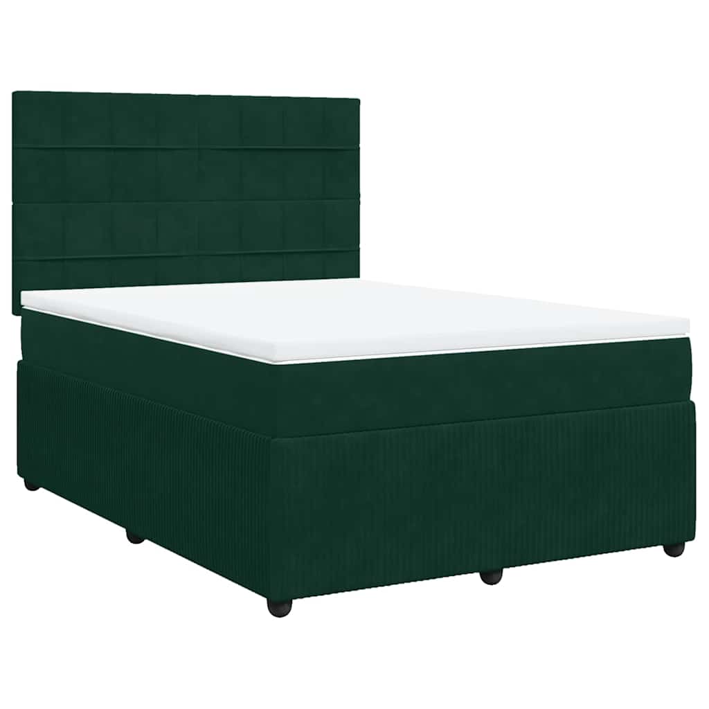 vidaXL Boxspring met matras fluweel donkergroen 140x200 cm groen, foto 3