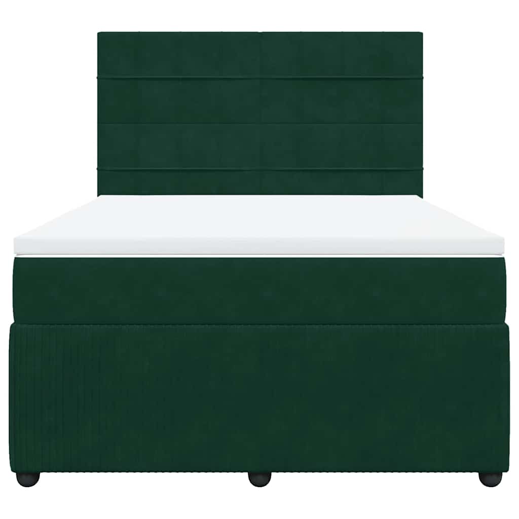 vidaXL Boxspring met matras fluweel donkergroen 140x200 cm groen, foto 4