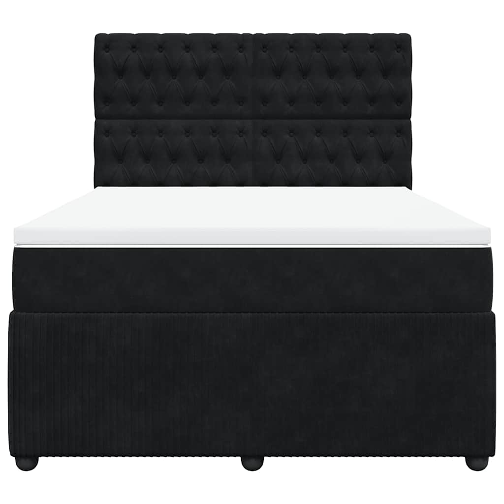 vidaXL Boxspring met matras fluweel zwart 140x200 cm, foto 4