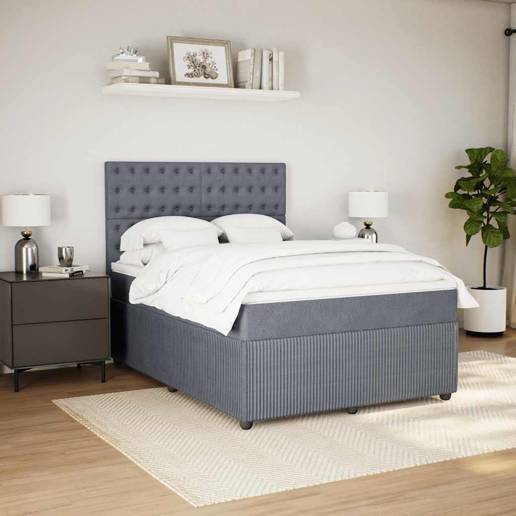vidaXL Boxspring met matras fluweel donkergrijs 140x200 cm afbeelding