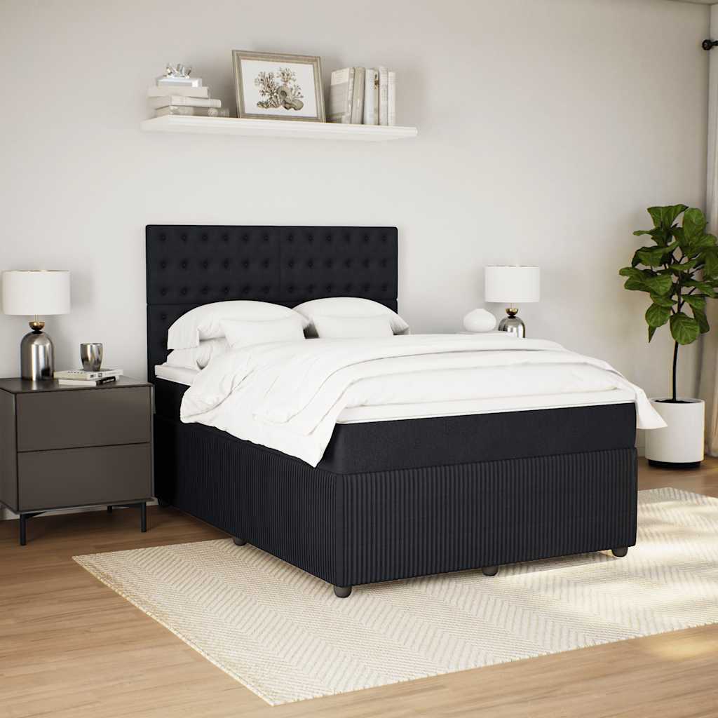 vidaXL Boxspring met matras fluweel zwart 140x200 cm afbeelding