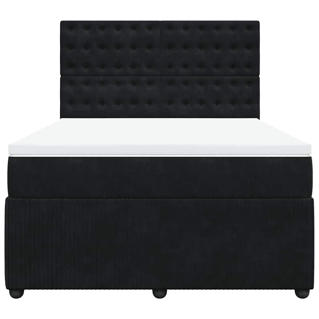 vidaXL Boxspring met matras fluweel zwart 140x200 cm, foto 4