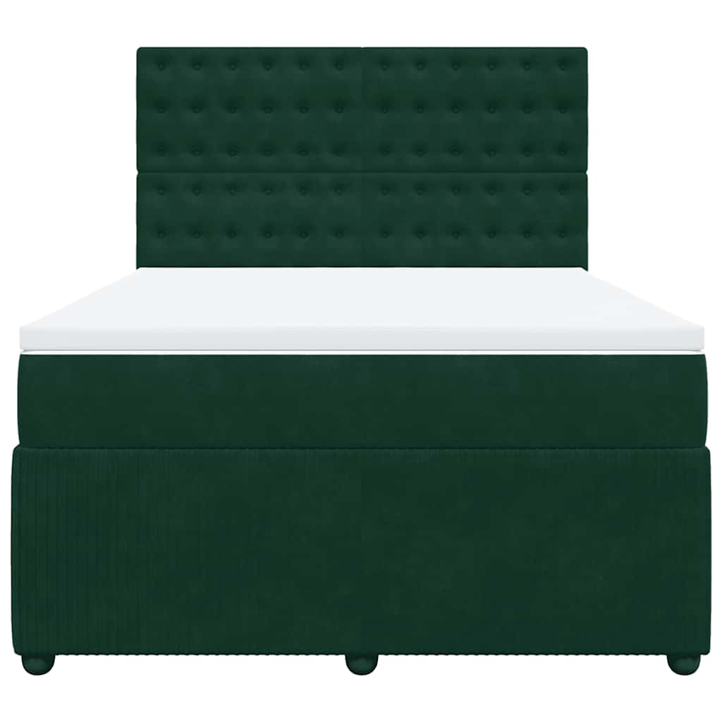 vidaXL Boxspring met matras fluweel donkergroen 140x200 cm groen, foto 4