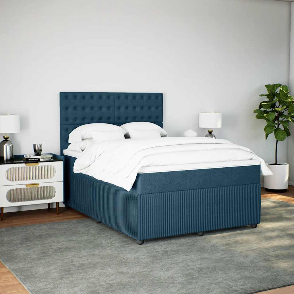 vidaXL Boxspring met matras fluweel donkerblauw 140x200 cm blauw, foto 2