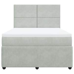 Box spring postel s matrací světle šedá 160x200 cm samet - obrázek 4