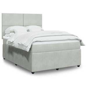 Box spring postelja z vzmetnico svetlo siva 160x200 cm žamet