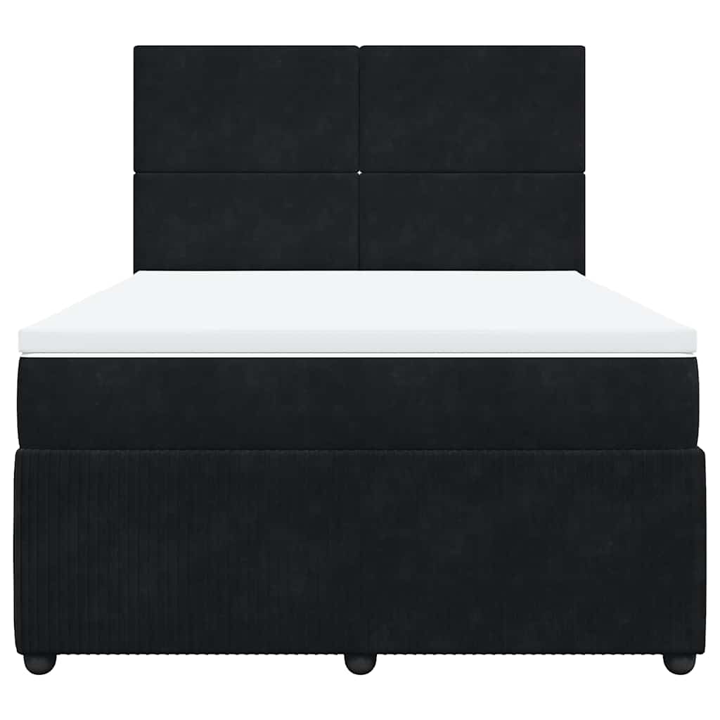 vidaXL Boxspring met matras fluweel zwart 160x200 cm, foto 4