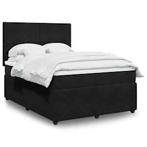 Box spring postelja z vzmetnico črna 160x200 cm žamet
