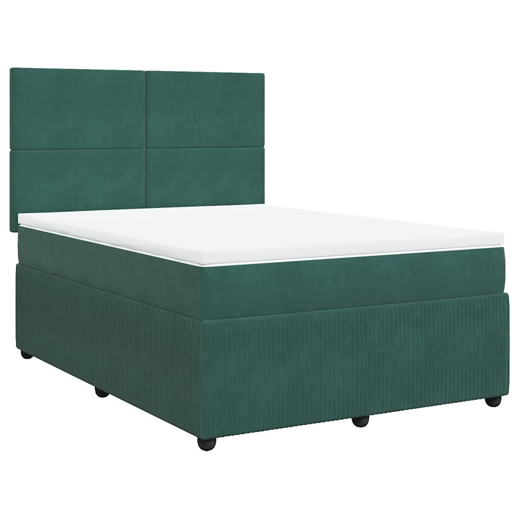 vidaXL Box spring postel s matrací tmavě zelená 160x200 cm samet