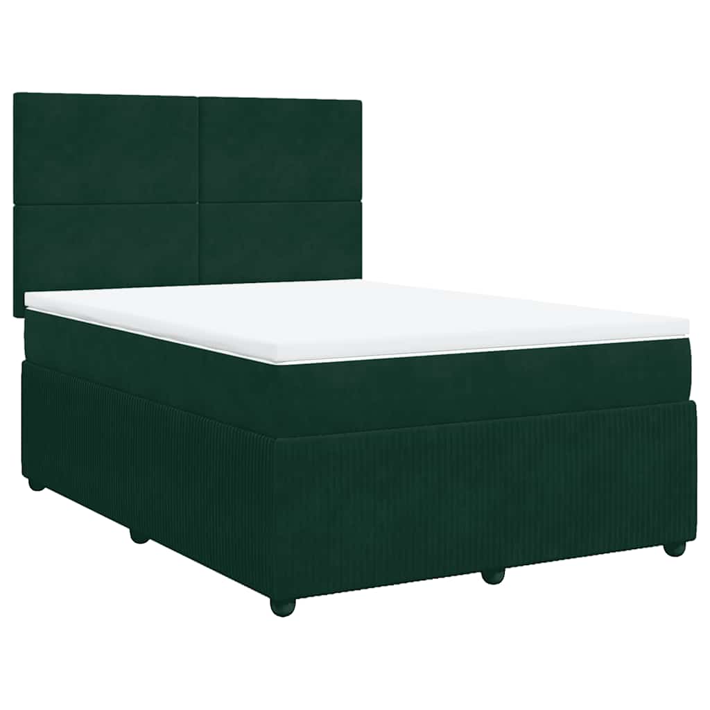 vidaXL Boxspring met matras fluweel donkergroen 160x200 cm groen, foto 3