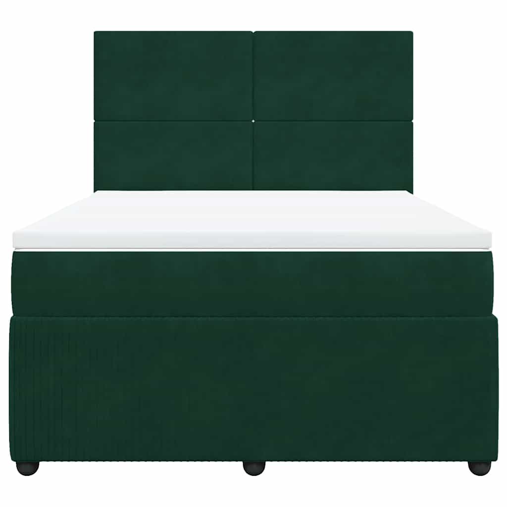 vidaXL Boxspring met matras fluweel donkergroen 160x200 cm groen, foto 4