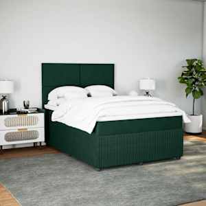Box spring postel s matrací tmavě zelená 160x200 cm samet - obrázek 3