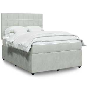 Box spring postelja z vzmetnico svetlo siva 160x200 cm žamet