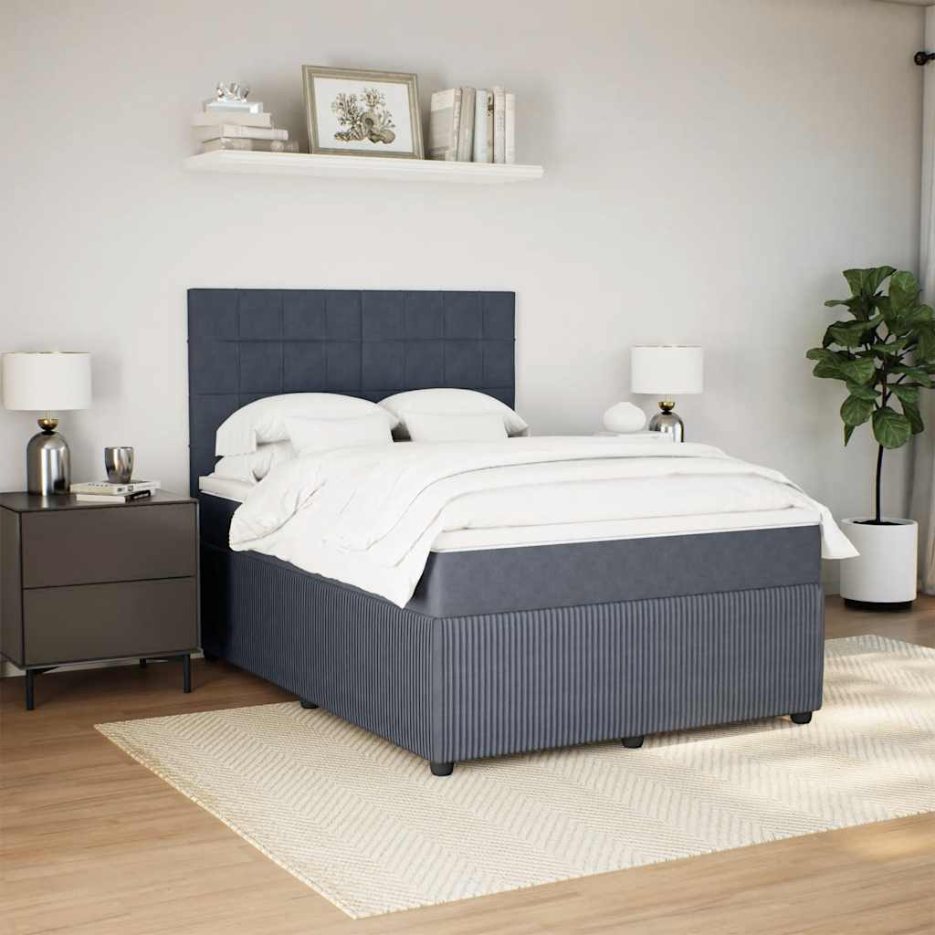 vidaXL Boxspring met matras fluweel donkergrijs 160x200 cm afbeelding