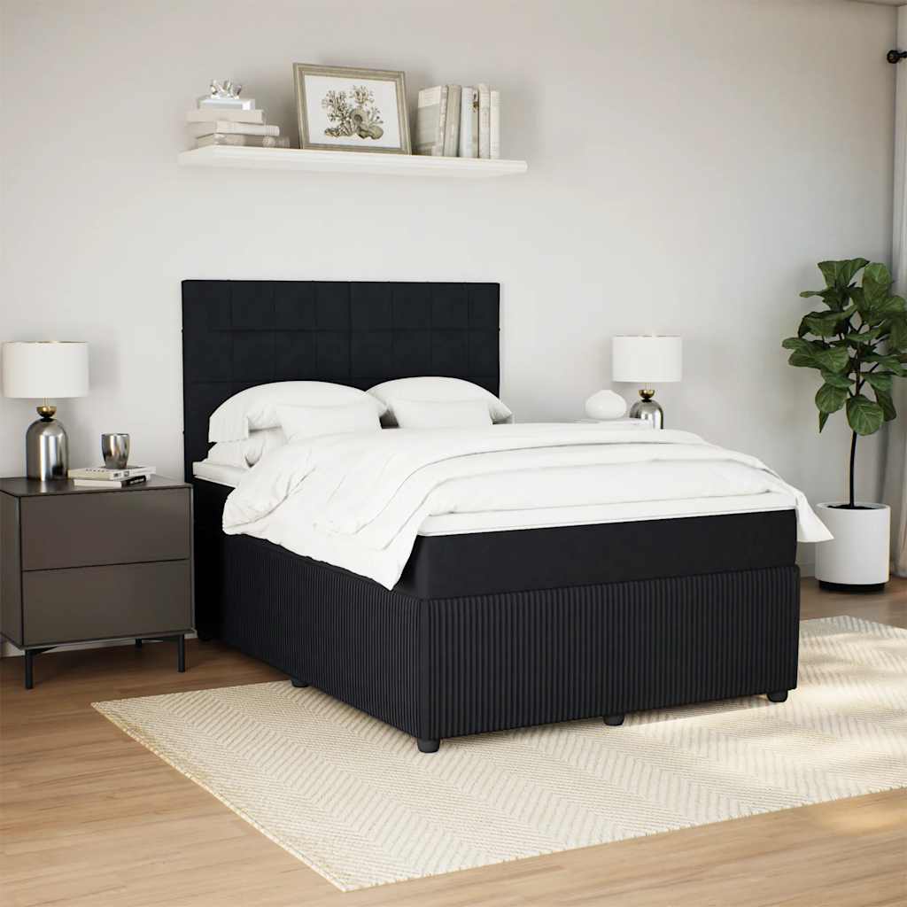vidaXL Boxspring met matras fluweel zwart 160x200 cm afbeelding