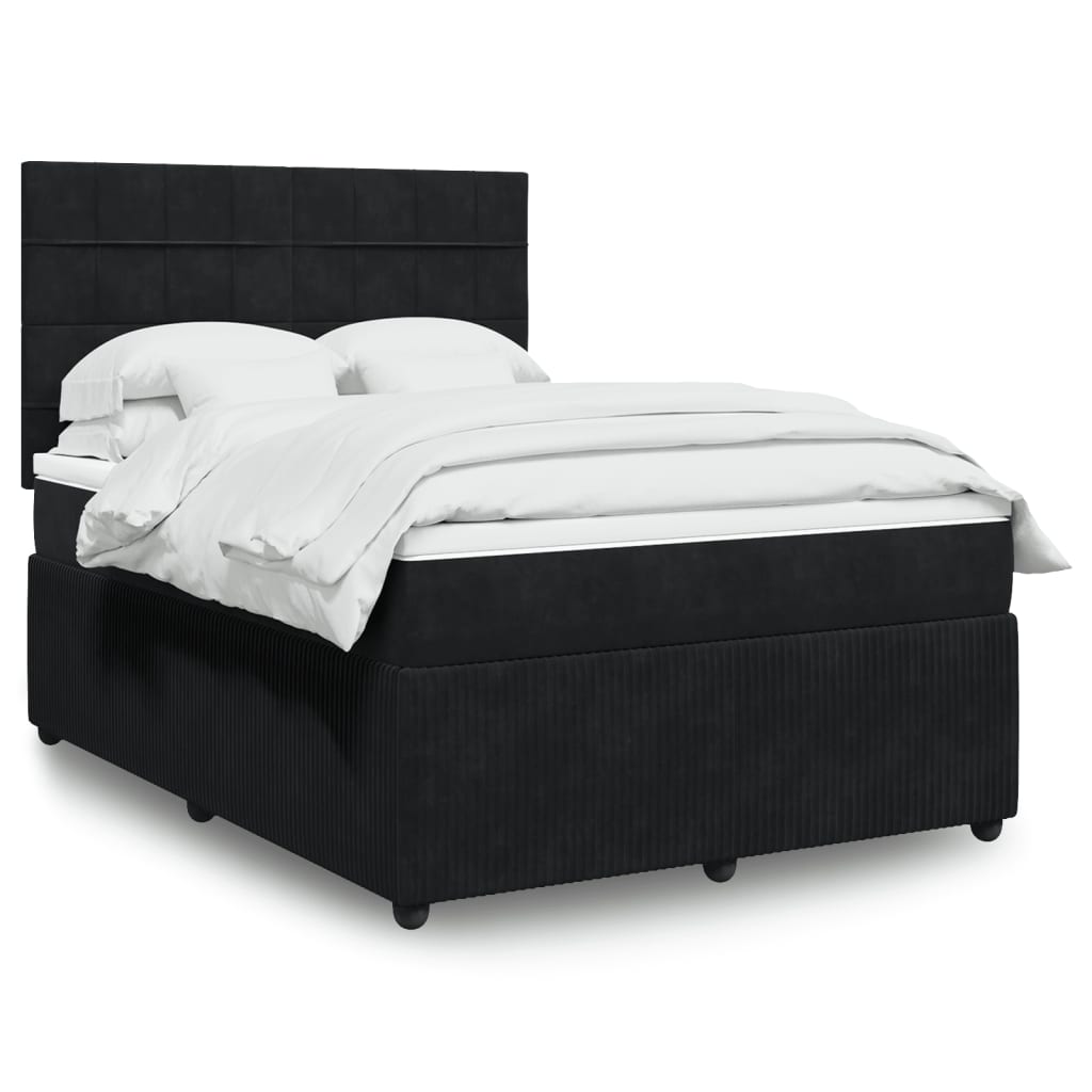 Boxspringbett mit Matratze Schwarz 160×200 cm Samt