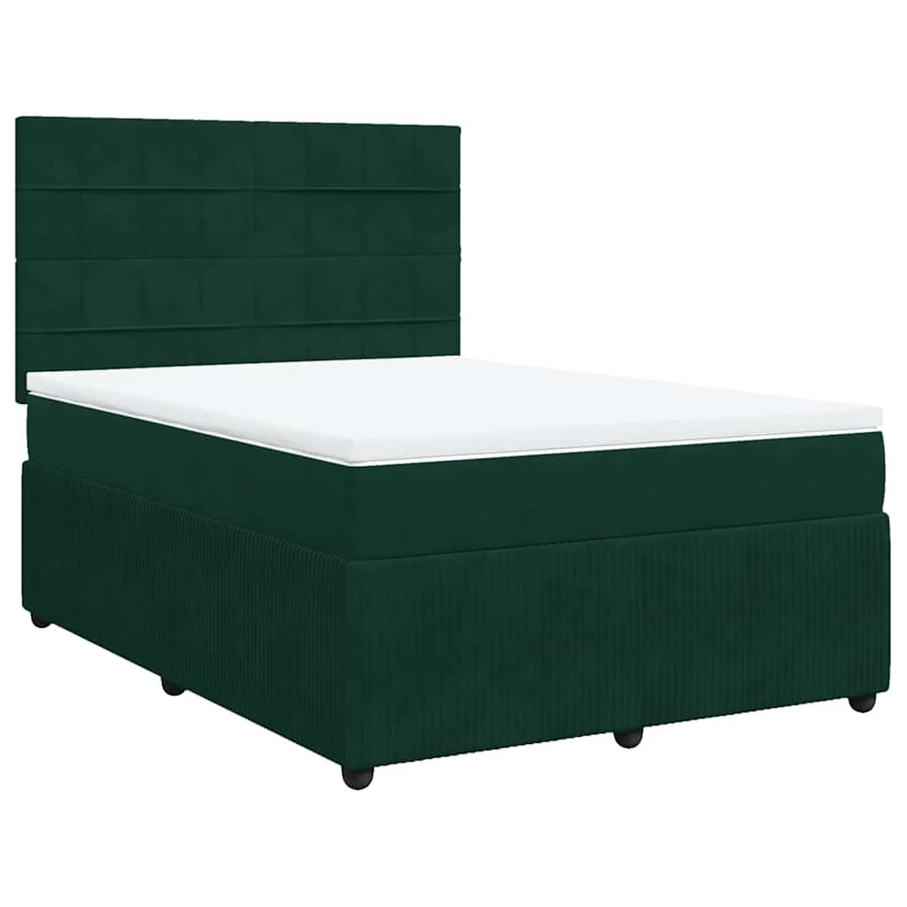 vidaXL Boxspring met matras fluweel donkergroen 160x200 cm groen, foto 3