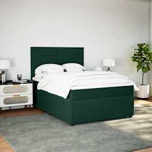 Box spring postel s matrací tmavě zelená 160x200 cm samet - obrázek 3