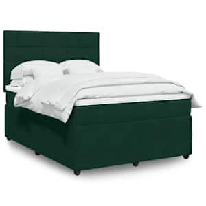 Box spring postelja z vzmetnico temno zelena 160x200 cm žamet