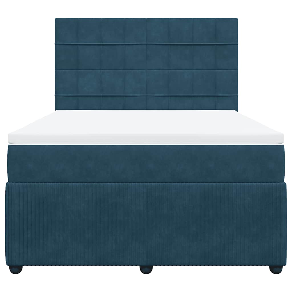 vidaXL Boxspring met matras fluweel donkerblauw 160x200 cm blauw, foto 4