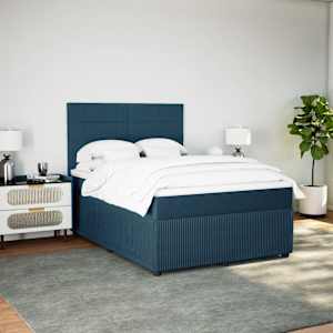 Box spring postel s matrací tmavě modrá 160x200 cm samet - obrázek 3