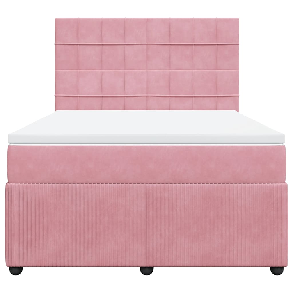 vidaXL Boxspring met matras fluweel roze 160x200 cm, foto 4