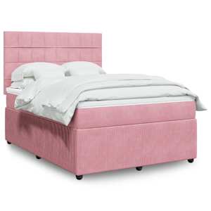 Box spring postelja z vzmetnico roza 160x200 cm žamet