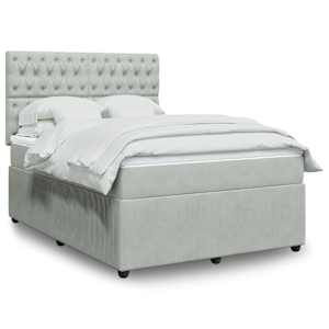 Box spring postelja z vzmetnico svetlo siva 160x200 cm žamet