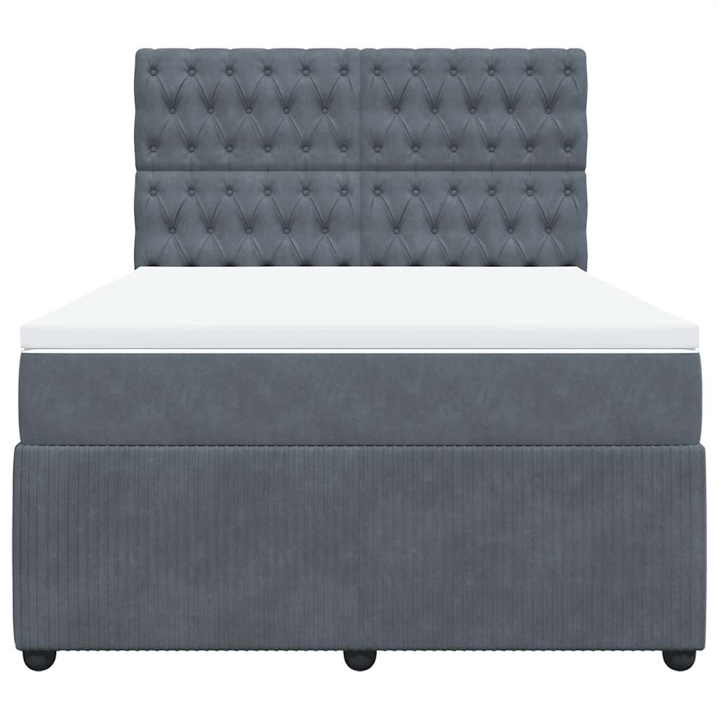 vidaXL Boxspring met matras fluweel donkergrijs 160x200 cm grijs, foto 4