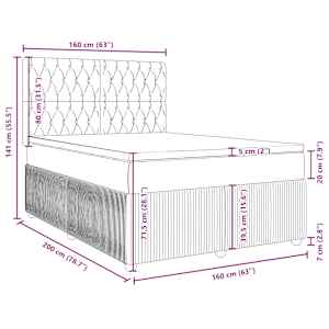Box spring postel s matrací tmavě šedá 160x200 cm samet - obrázek 13