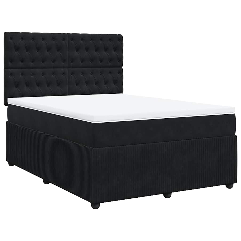 vidaXL Box spring postel s matrací černá 160x200 cm samet
